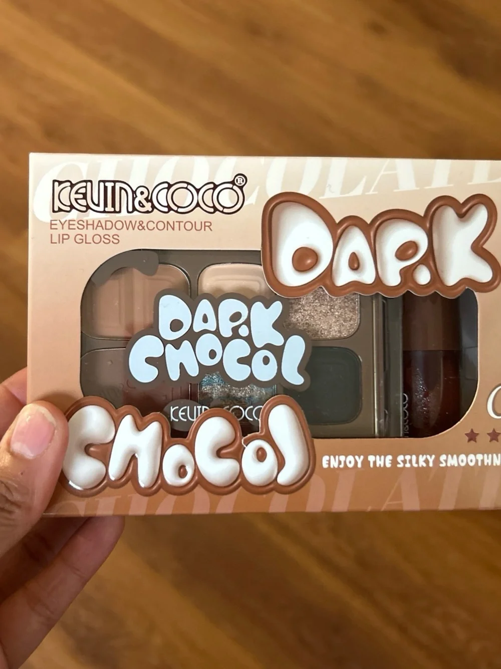 Kevin & Coco Dark Choco Eyeshadow & Contour Lip Gloss Set - Brown